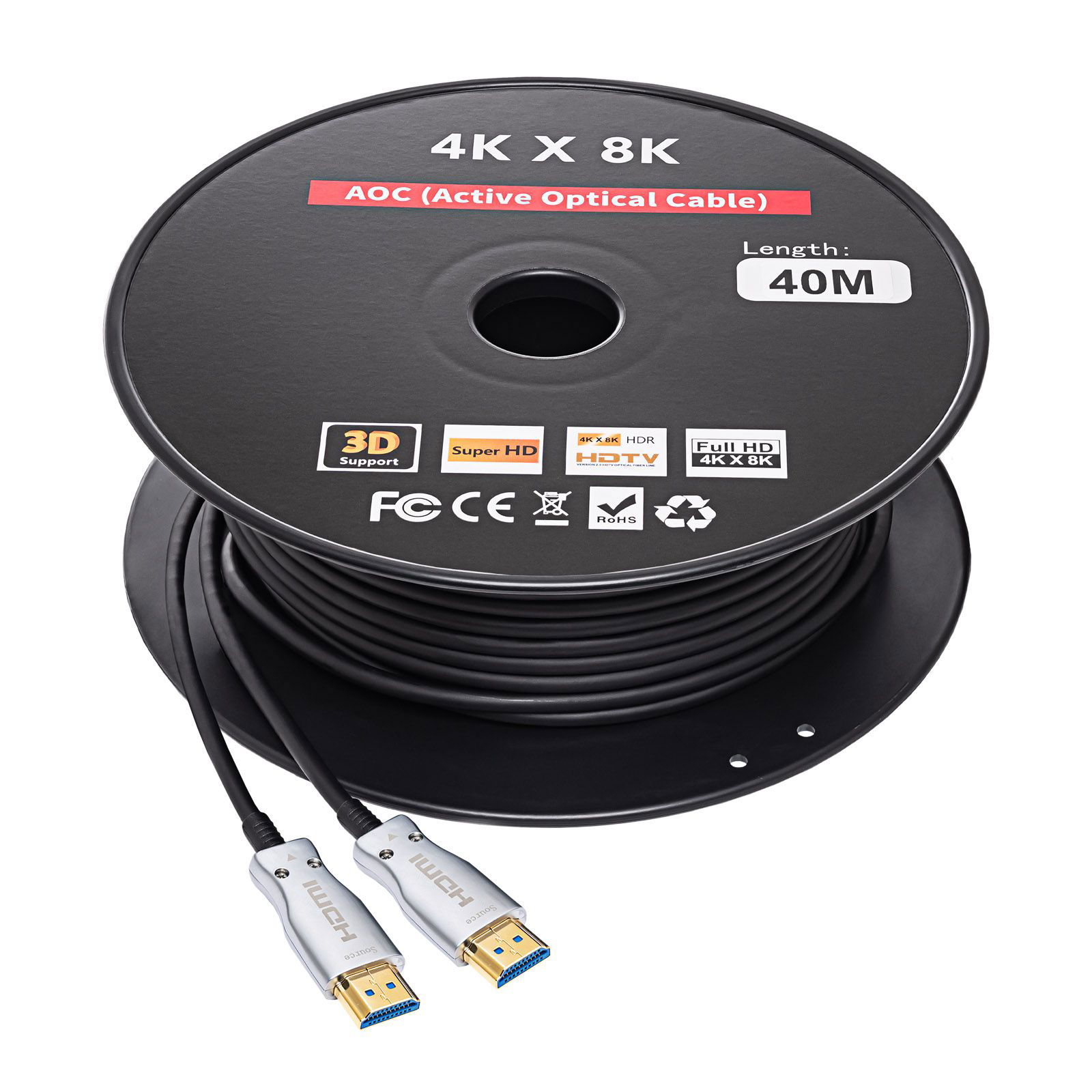 Akyga 8K optický kabel AOC 48Gb/s HDMI - 40m - černý - AK-HD-400L