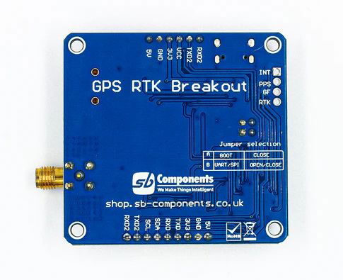 GPS-RTK HAT modul se systémem GNSS ZED-F9P - překrytí pro Raspberry Pi - SB Components 25961