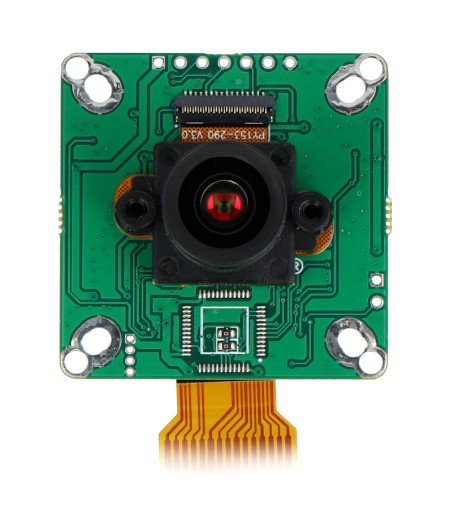 2 MPx IMX462 Color Ultra Low Light kamerový modul leží na bílém pozadí.