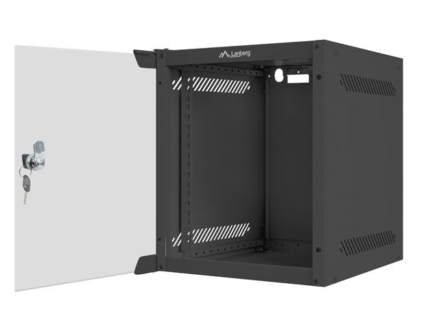 Závěsná racková instalační skříň - 10'' 6U 280 x 310 mm - černá - Lanberg WF10-2306-10B