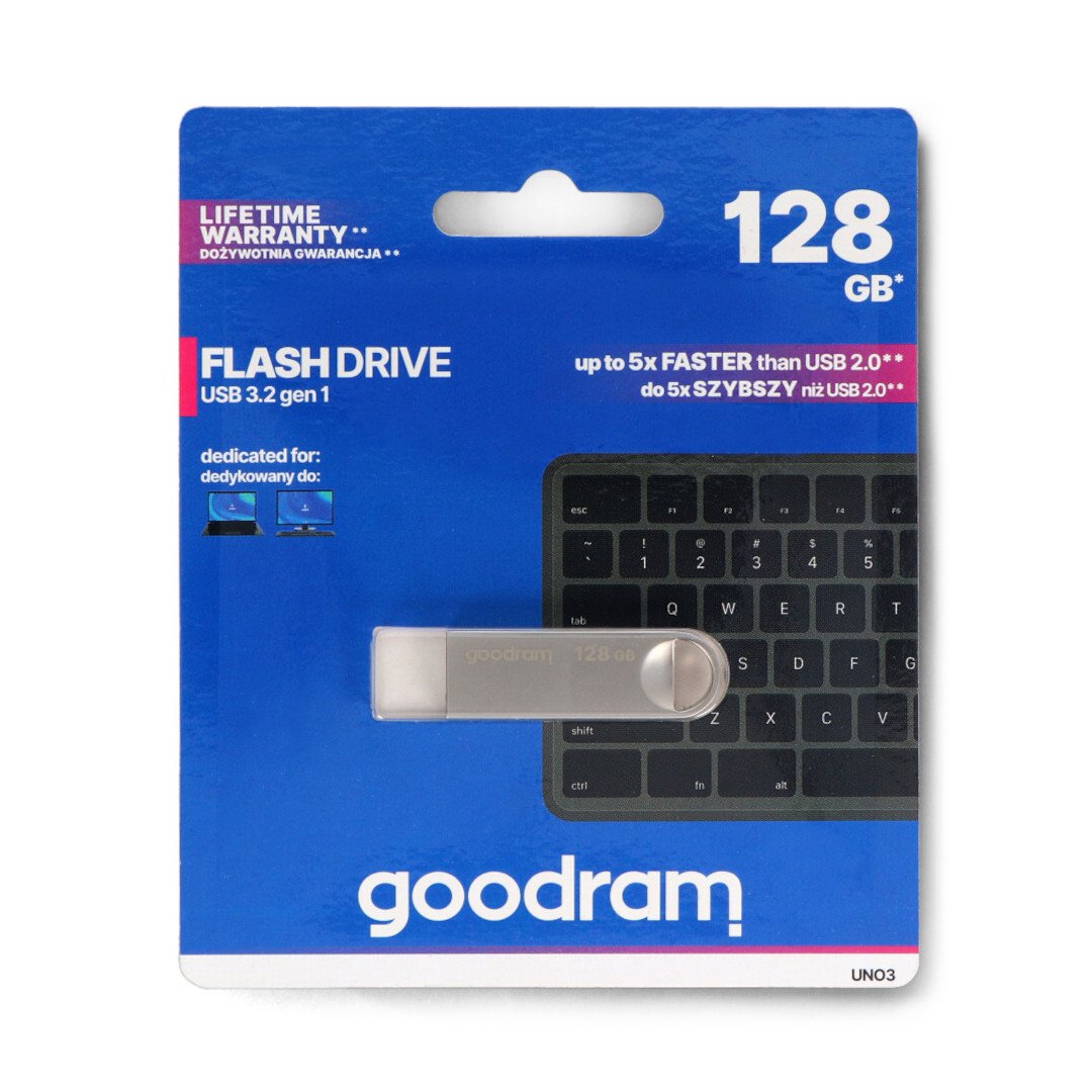 Flash disk GoodRam - USB 3.2 gen. paměťová karta - UNO3 stříbrná - 128 GB