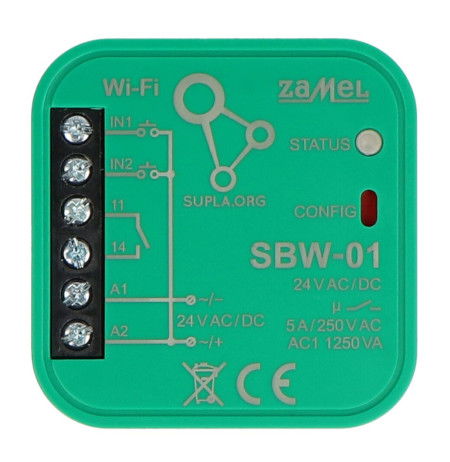 Zamel Supla SBW-01 - 1-kanálový obousměrný 24V WiFi ovladač brány - Android / iOS aplikace