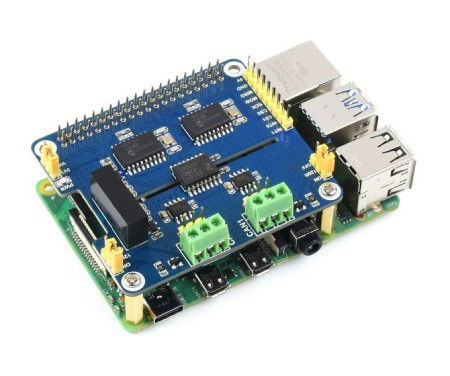 CAN Expansion HAT - 2-kanálový izolovaný CAN štít pro Raspberry Pi - MCP2515 + SN65HVD230 - Waveshare 17912