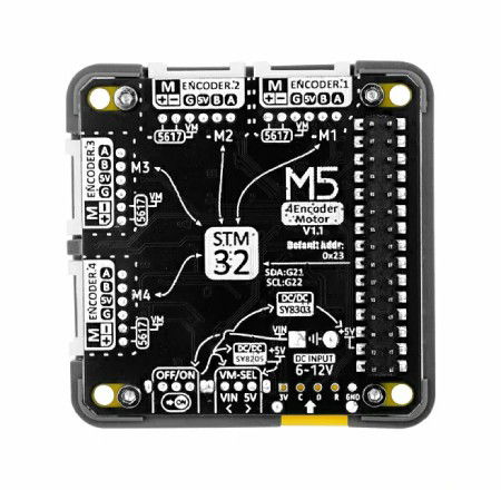 4EncoderMotor Module V1.1 - 4kanálový ovladač motoru - STM32 + BL5617 - pro vývojové moduly M5Core - M5Stack M138-V11