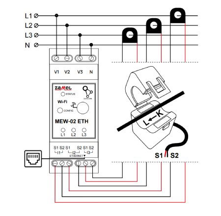 Schéma zapojení elektroměru MEW-02 ETH