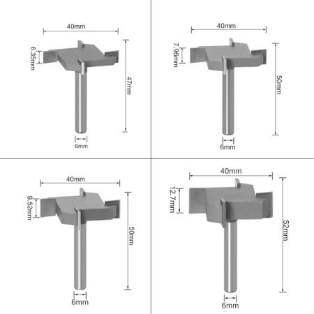 Sada fréz ve tvaru T se čtyřmi čepelemi - stopka 6 mm - 4 ks - Two Trees 110604415