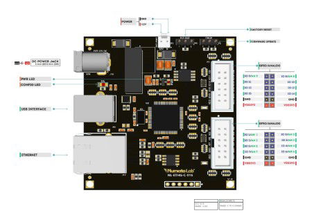 Numato Lab – 16kanálový ethernetový GPIO modul s analogovými vstupy – Horní konektory – NLETHGC016-HA