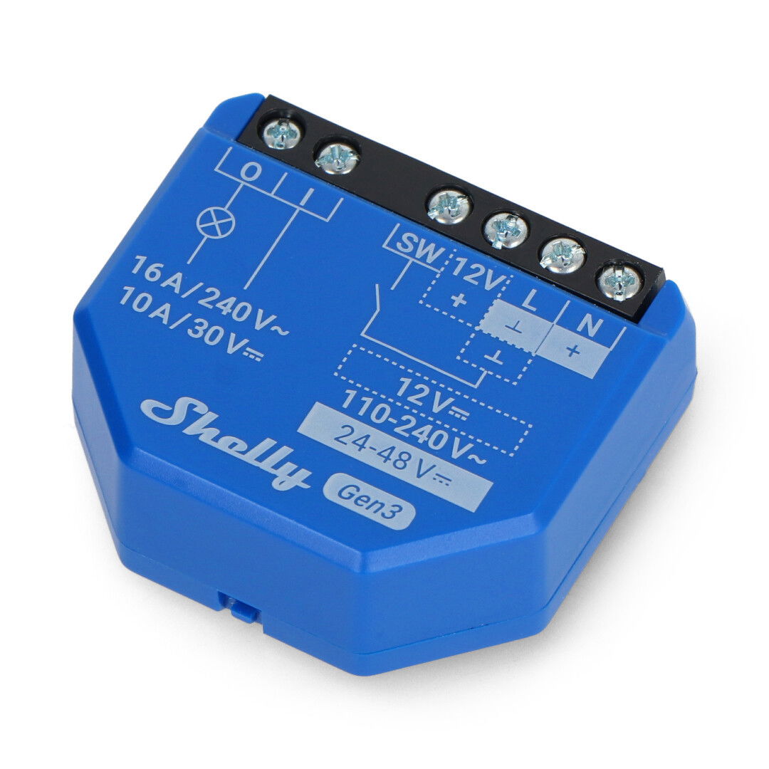 Shelly 1 Gen3 - relé 12 V / 24 V - 48 V DC / 240 V AC WiFi / Bluetooth 16 A - aplikace pro Android / iOS