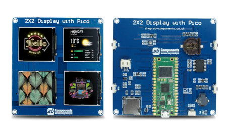 Modul 4 čtvercových IPS TFT displejů 1,54'' 240 x 240 px - Raspberry Pi Pico W, RTC, BME280 - Komponenty SB SKU30293