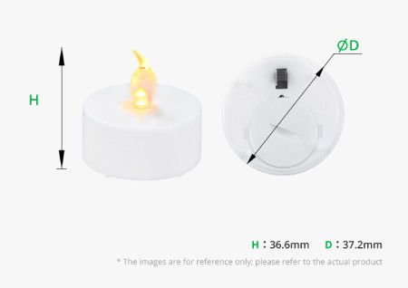 Sada LED čajových svíček - KC008 - 37,2 x 36,6 mm - teplá žlutá - 12 ks - Bambu Lab