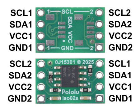 ISO1640 - Obousměrný I2C izolátor bez konektorů - 3 - 5,5 V / 2,25 - 5,5 V - Pololu 5390