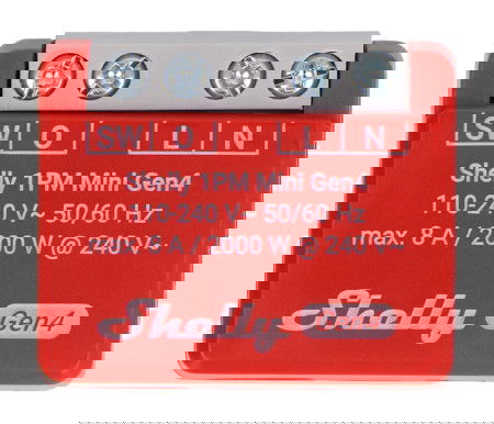 Shelly 1PM Mini Gen4 - relé 240V/8A WiFi/Bluetooth/ZigBee - aplikace pro Android/iOS