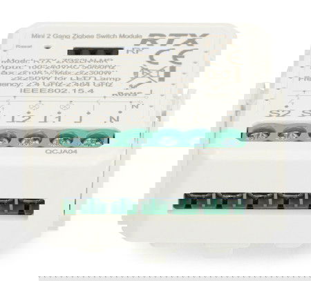 Tuya - 2kanálové mini relé 10A - ZigBee - aplikace pro Android / iOS - RTX ZRS2LN-MR