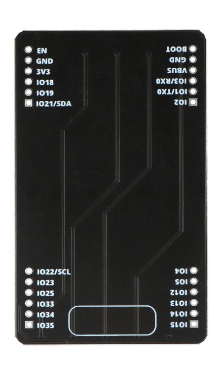Černý maticový modul MicroMis LED leží převráceně na bílém pozadí.