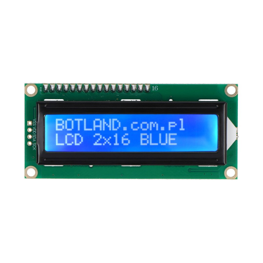 LCD displej 2x16 znaků modrý s konektory - justPi