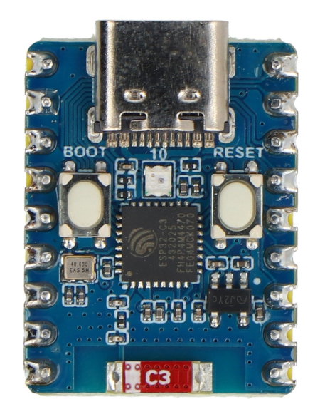 ESP32-C3-Zero - Vývojová deska pro WiFi / Bluetooth - s konektory - ESP32-C3FN4 - Waveshare 25532