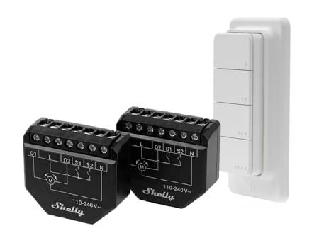 Shelly Shutter + BLU RC Button 4 - 2x ovladač rolet + dálkové ovládání pro aktivaci akcí a scén - WiFi / Bluetooth