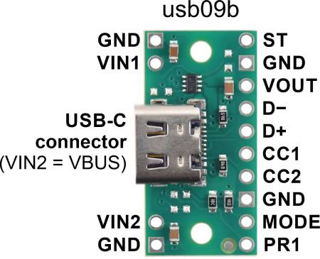 Napájecí konektor USB typu C s multiplexorem TPS2116 - usb09b - Pololu 3729