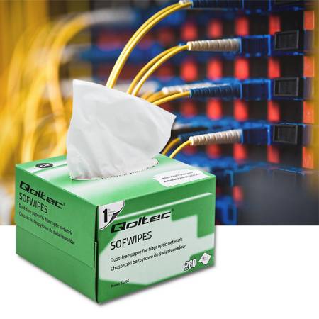 Bezprašné ubrousky na optická vlákna - 280 ks - Qoltec 54266