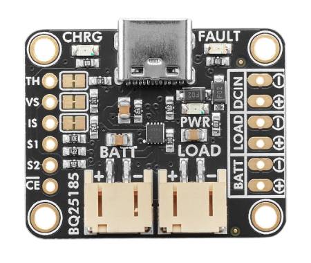 Modul nabíjení baterie Li-Pol / Li-Ion / Li-Fe 5V bq25185 s USB typu C / DC / solárním panelem - Adafruit 6091
