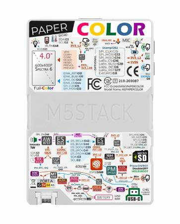 Vývojářská sada M5Paper Color ESP32S3 - vývojový modul ESP32-S3 - 4'' elektronický papír, 6barevný displej E Ink Spectra - M5Stack C151