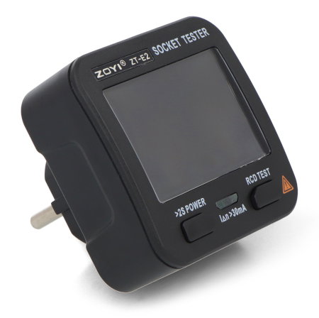 Tester síťových zásuvek 230 V s proudovým chráničem, proudovým chráničem a měřením napětí - ZOYI ZT-E2