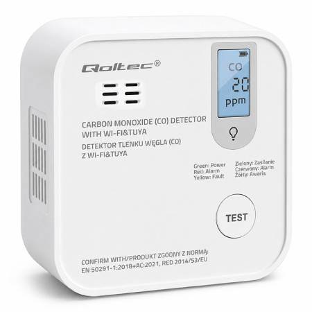 Detektor oxidu uhelnatého na baterie - WiFi Tuya - Qoltec 52655