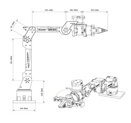 reBot Arm B601-DM - robotické rameno s chapadlem 6+1 stupňů volnosti - Seeedstudio 100065783